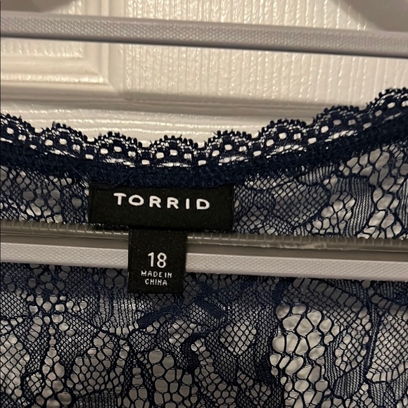 Torrid Elegant Blue Sheer and Lace Dress Size 18 - Picture 2 of 12